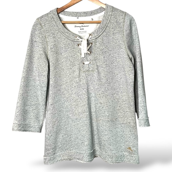 TOMMY BAHAMA Cotton Gray Sweatshirt with Metallic Gold Details MEDIUM - Picture 3 of 8